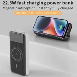 KONFULON Power Bank 20000mAh Wireless, Fast Charge 22.5W USB-C +15W Sans Fil QC 3.0
