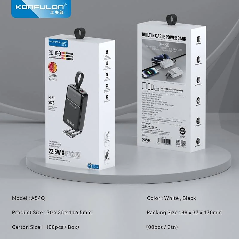 Batterie externe KONFULON 20000mAh – Modèle A54Q - Image 5